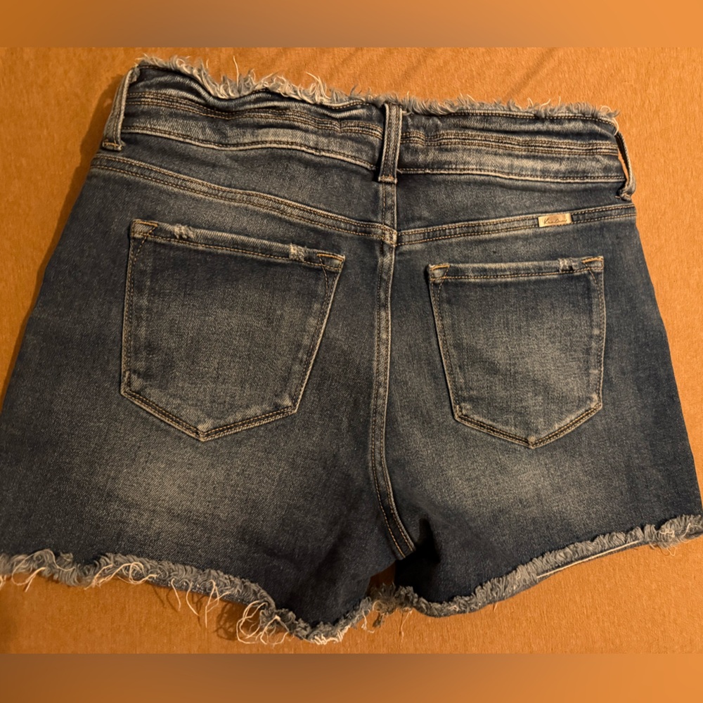 KanCan Dark Blue Frayed Jean Shorts